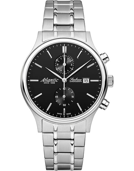Atlantic Atlantic Seabase Quartz Chronograph Edition 64457.41.61  64457.41.61 кварцевые мужские часы черный циферблат, браслет нержавеющая сталь — вид спереди
